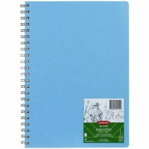 A4 blue spiral-bound visual art diary with 120 white pages and animal drawing label on cover