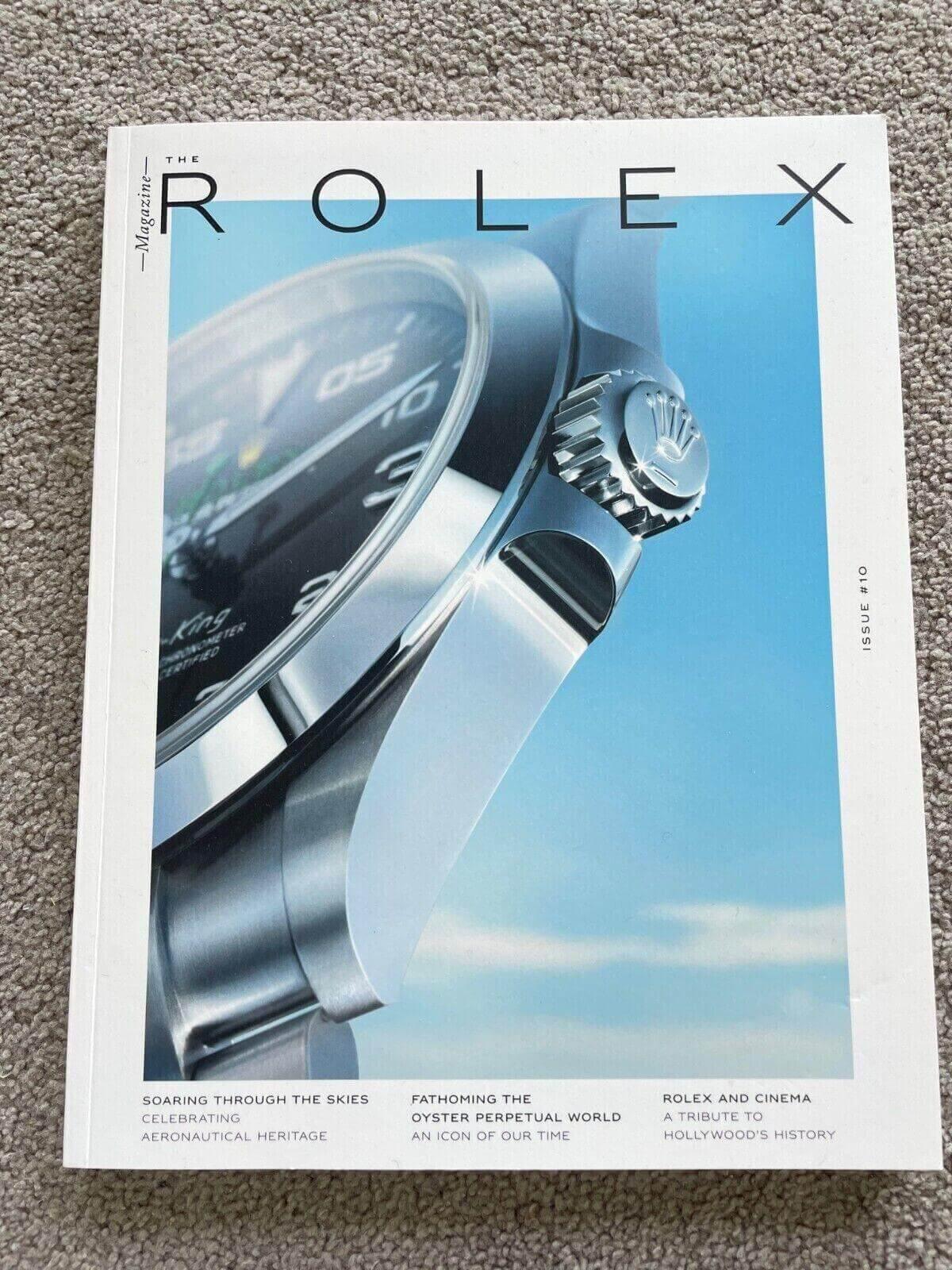 Rolex magazine cover featuring luxury watch against blue sky, Issue #10