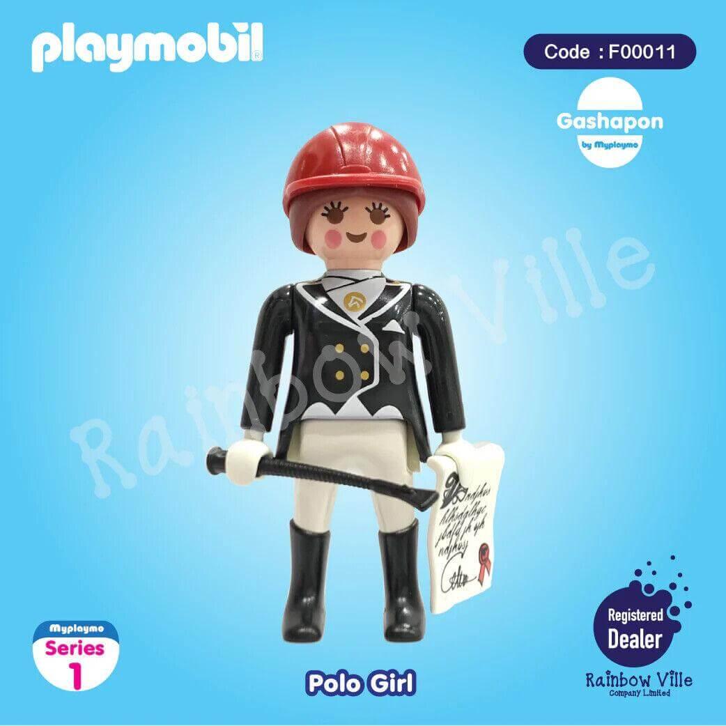 Playmobil Polo Girl figure in equestrian outfit with red helmet and riding crop