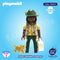 Playmobil Safari Wildlife Protector figure with spotted cat and briefcase, ideal for imaginative play