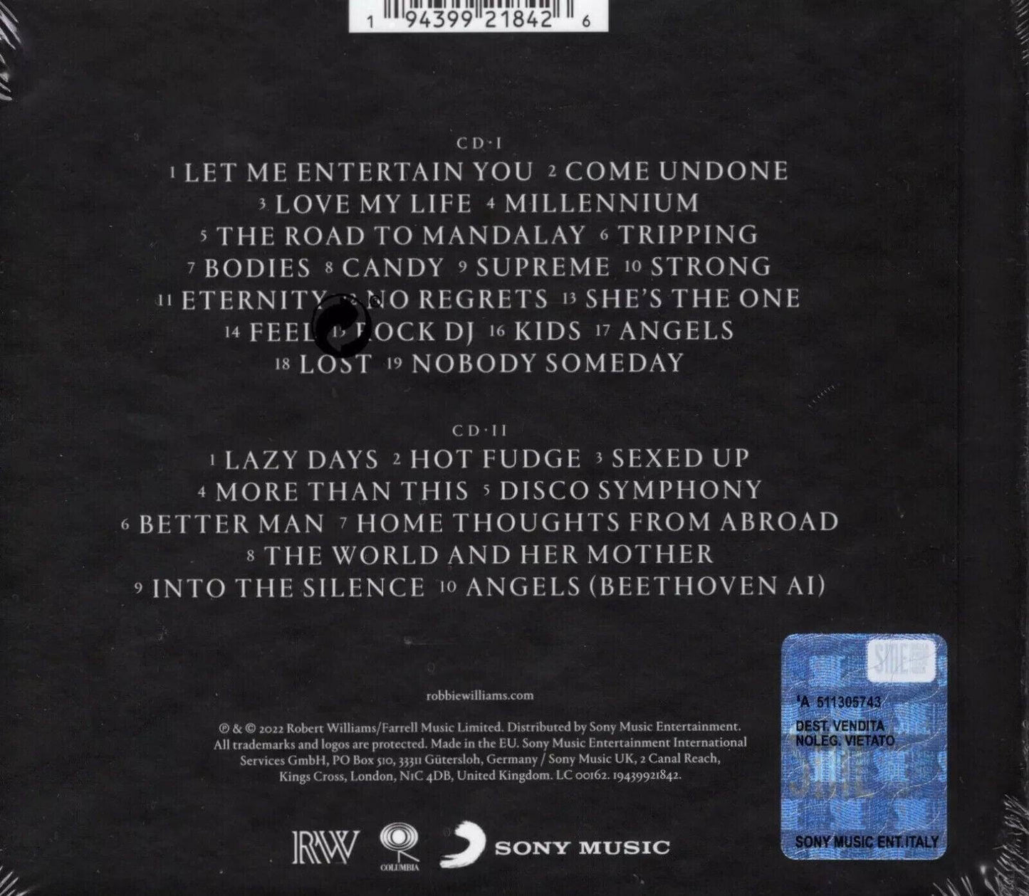ROBBIE WILLIAMS - XXV (lim. ed.) (2022) 2 CD hardcover book