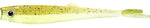 Yellow speckled fishing lure with realistic eye and tail design