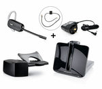 Plantronics office phone headset with charging base and power adapter for business communication