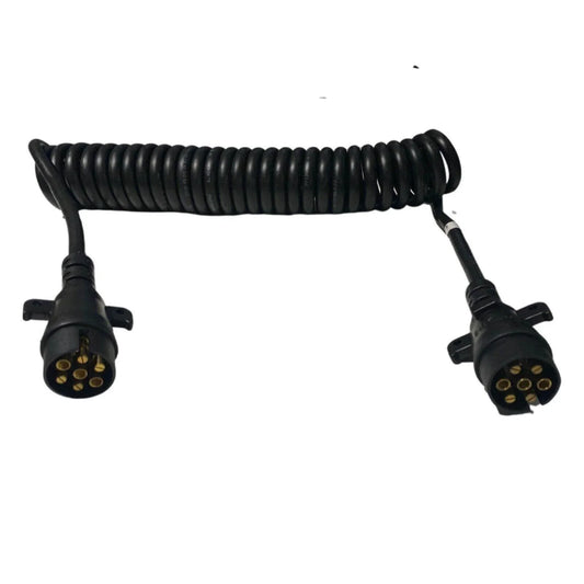 7 core black coiled Suzi electrical cable with round connectors for truck trailers