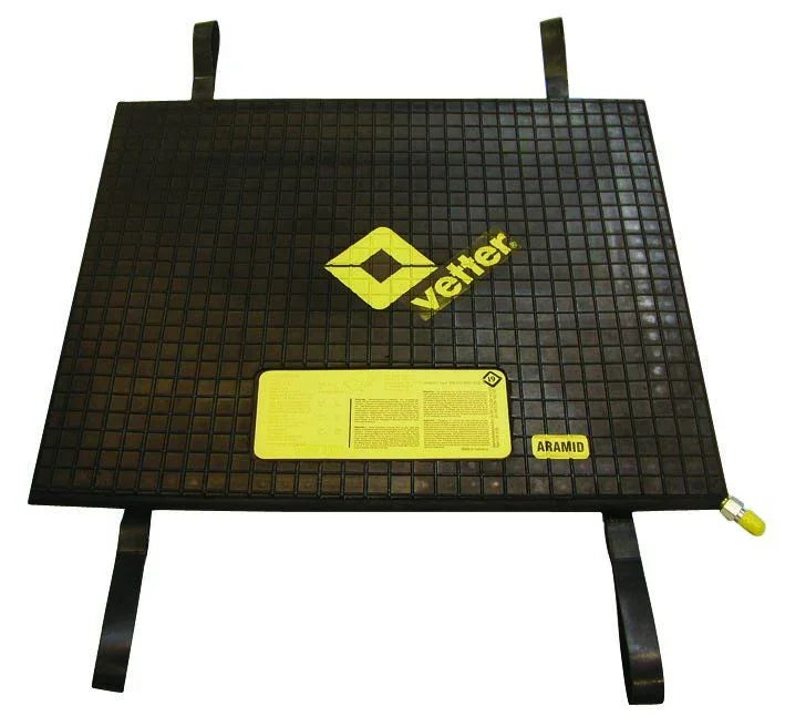 Vetter ARAMID spill containment mat with grid texture and yellow branding for industrial safety