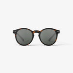 Tortoiseshell round sunglasses with dark lenses