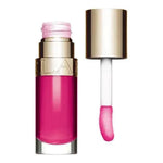 Pink lip gloss with gold cap and applicator, vibrant color for makeup