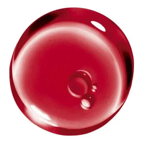 Red glossy sphere with bubbles, smooth reflective surface