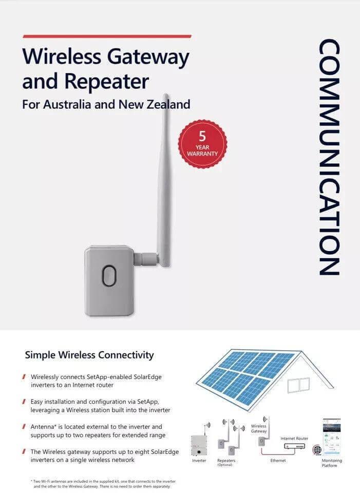 Wireless Gateway and Repeater for Australia NZ — 5-year warranty, solar inverter connectivity, extended range with repeaters