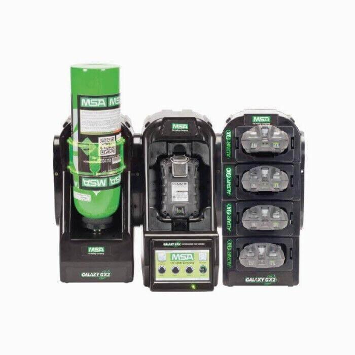 MSA Galaxy GX2 safety equipment with green canister and control panel for industrial use