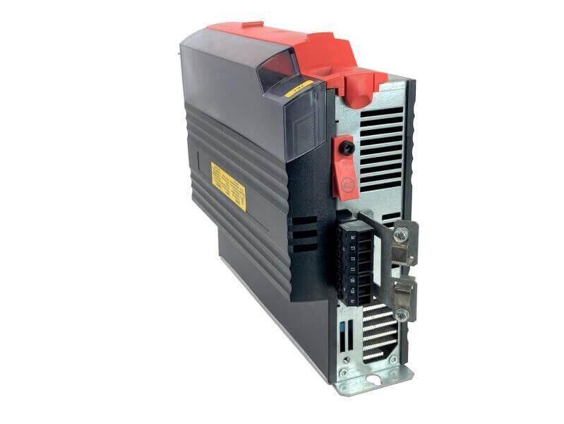 Industrial control module with red safety switch and ventilation slots