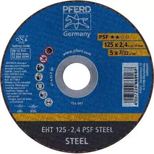Pferd Flat Cut-Off Wheel PSF Steel 125 x 2.4mm 61719026 - Pack of 25