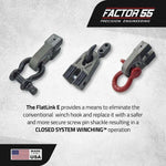 Factor 55 FlatLink E winch hooks for secure closed system winching, made in USA