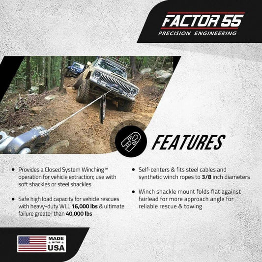 FACTOR 55 Flatlink Expert 7250Kg- Blue Heavy-Duty Tow Winch Made in USA