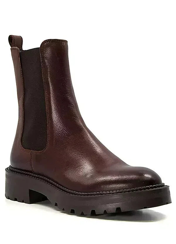 Brown leather Chelsea boot with chunky sole for workwear