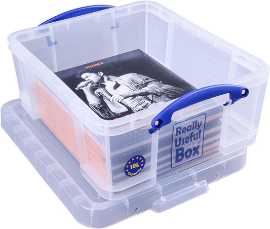 Really Useful 18L Box Clear 480 W x 390 D x 200 H mm Stackable Storage Box