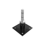 Adjustable metal table leg with black base and threaded column for industrial use