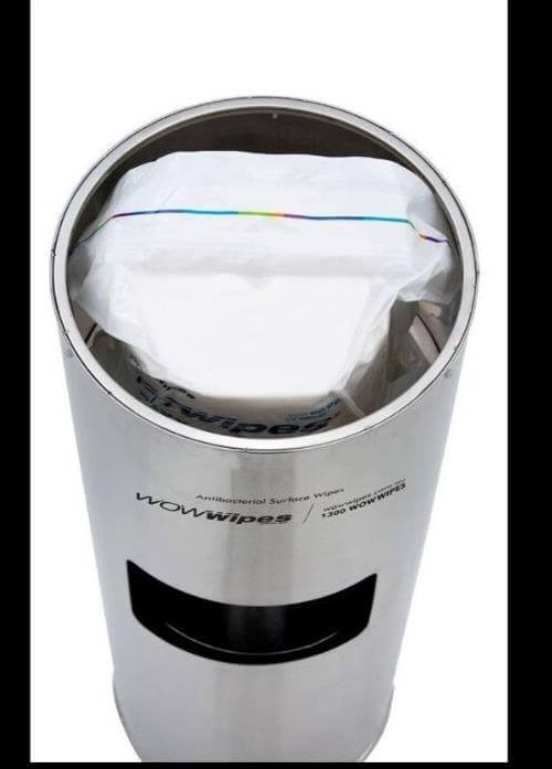 Wow Wipes Standing Stainless Steel Dispenser + Bin Freestanding