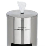 Stainless steel dispenser with WOWwipes antibacterial surface wipes for commercial cleaning