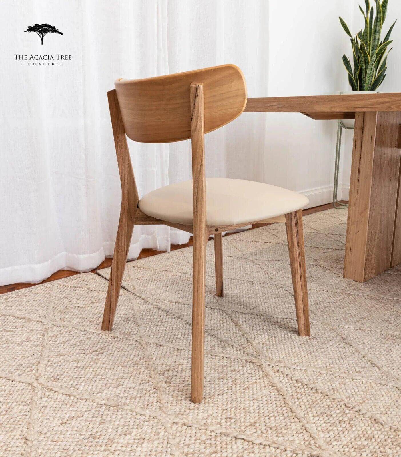 Oslo Taupe PU Australian Hardwood Dining Chair- Taupe PU seat