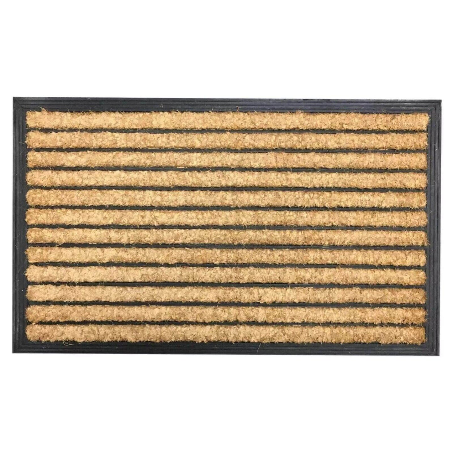 Rubber & Coir Ribbed Heavy Duty Doormat Front Door Mat Floor - 45cm x 75cm