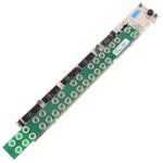 Green circuit board with LED displays and coil components for electronic systems