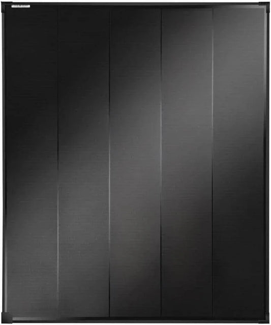 Black PVC roll table cover with vertical panels, durable plastic tablecloth for commercial use