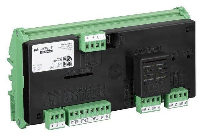 INXPECT LBK-C22 industrial control module with green connectors and labeled terminals