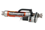 Holmatro hydraulic rescue tool with red and silver body, black handle, and metal tips