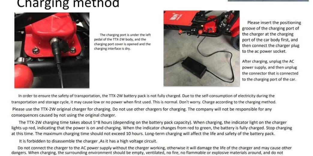 TTX-2W battery charger setup and charging instructions for safe use