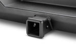 Black square trailer hitch receiver for truck towing, compatible with international truck parts