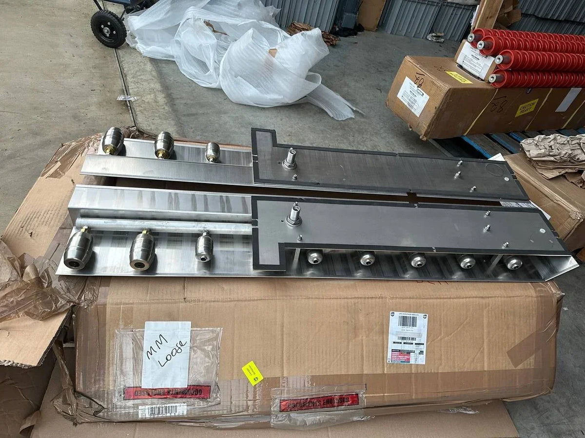 Industrial metal tractor parts with fittings, warehouse stock for AGCO or EATON equipment