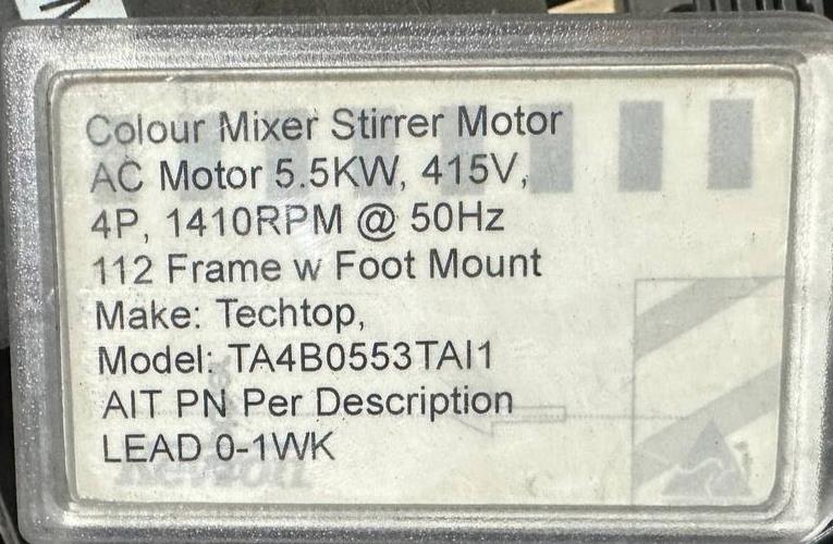 TECHTOP 5.5 kW High Efficiency Motor 4 Pole 132S Frame 1460 RPM 38mm Shaft