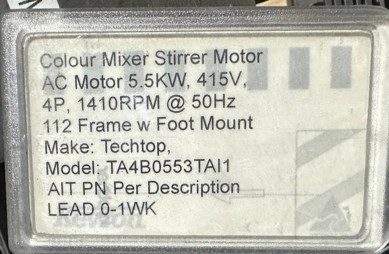 TECHTOP 5.5 kW High Efficiency Motor 4 Pole 132S Frame 1460 RPM 38mm Shaft