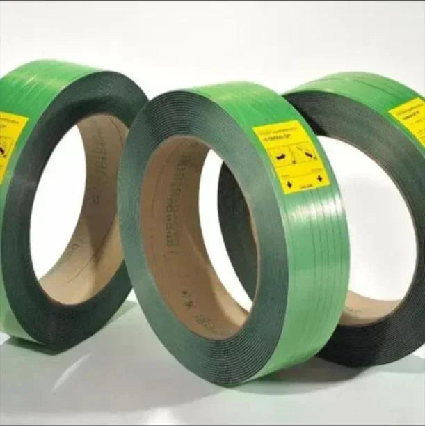 Green plastic PVC roll table cover with yellow labels, ideal for tablecloth use