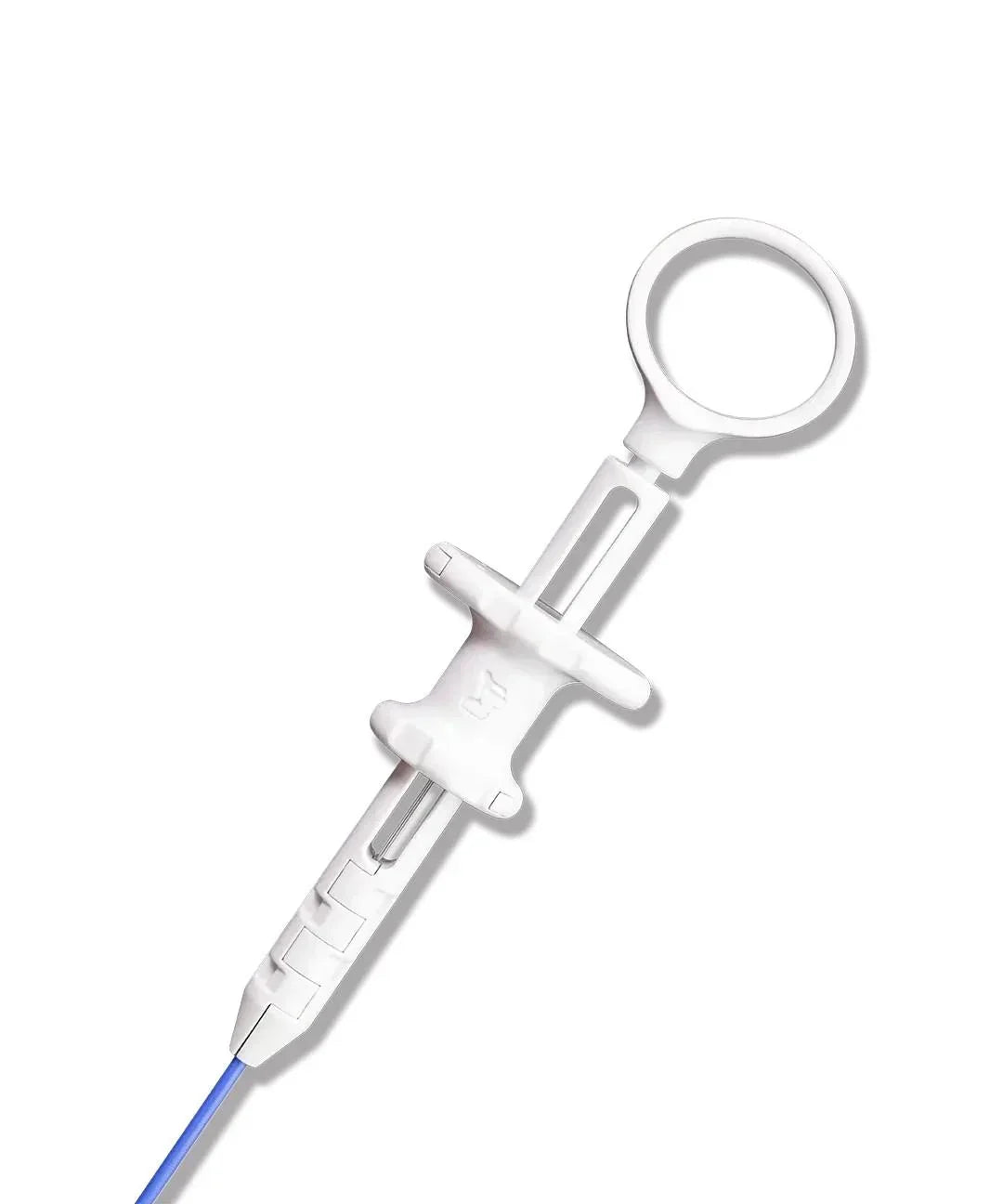 Endoscopic Biopsy Forceps with blue cable, secure fastener for wiring management