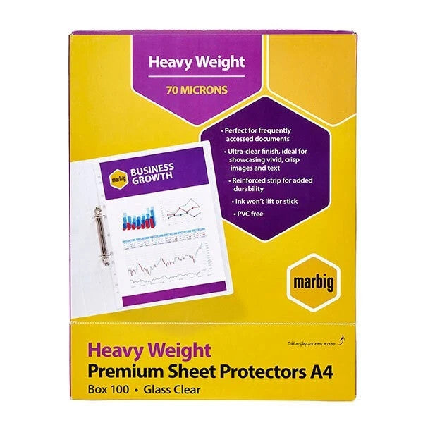 Marbig A4 Deluxe Sheet Protectors Super Heavy Weight 25100 – 100 Pack