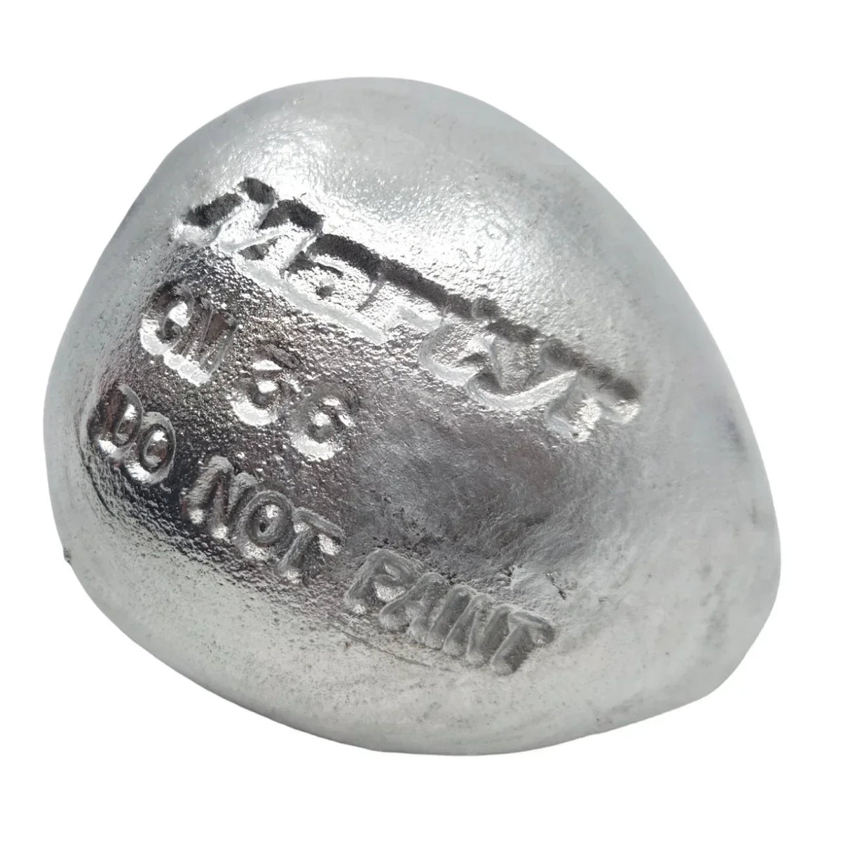 Metal weight with engraved text 'DO NOT PAINT' for industrial use
