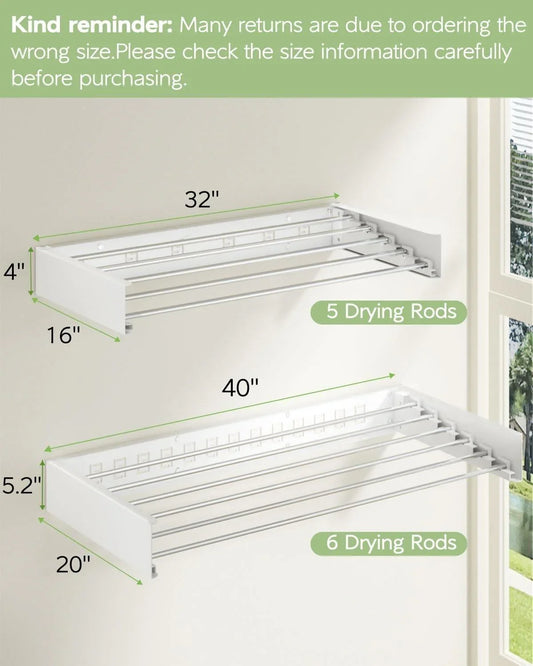 100CM Foldable Clothes Towel Drying Rack Wall Mounted Clothes Drying Rack White