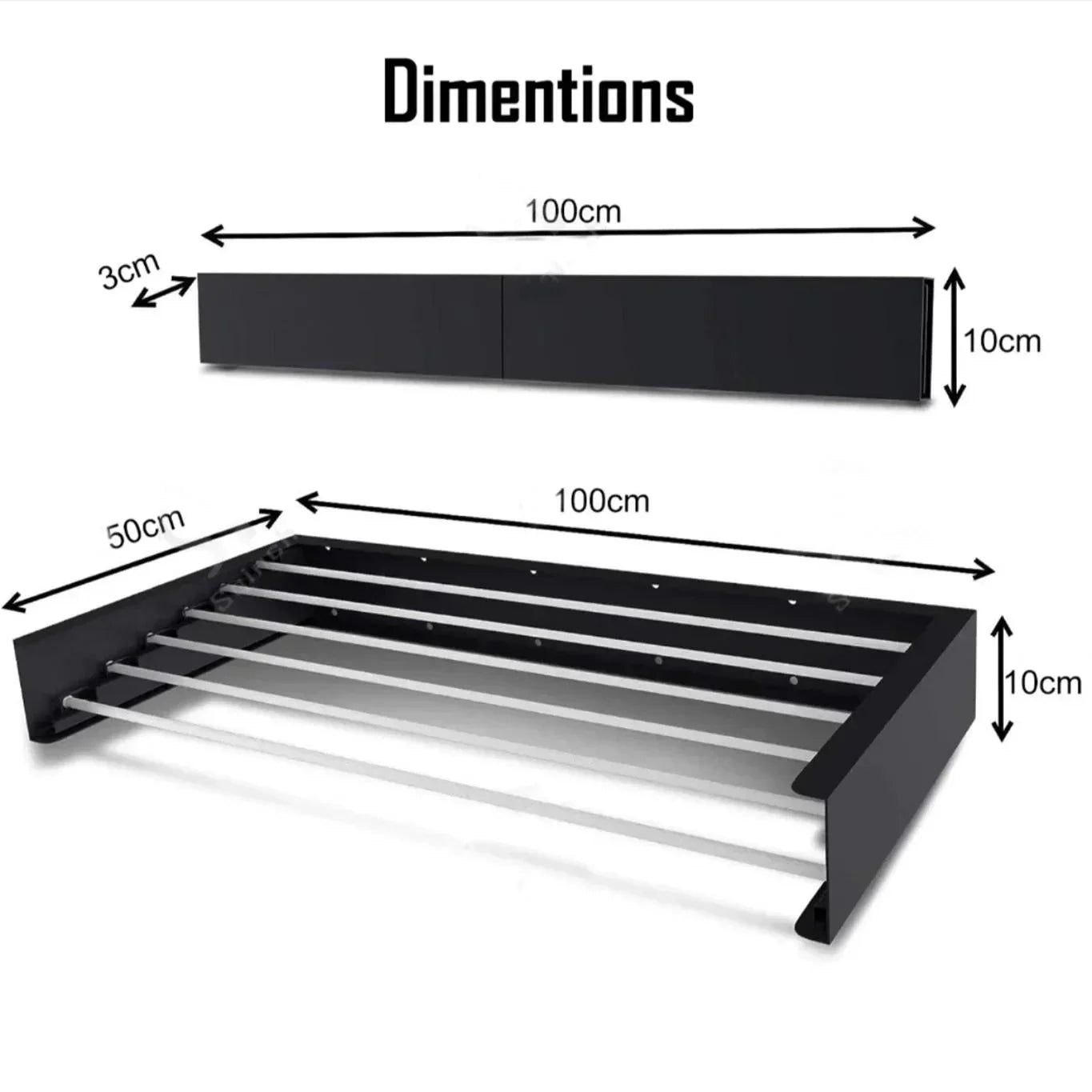 100CM Foldable Clothes Towel Drying Rack Wall Mounted Clothes Drying Rack White