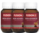 Fusion Health Iron Advanced supplement bottles, gentle on stomach, 30 tablets each