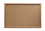 Wood-framed corkboard for office or home use, ideal for organizing notes and reminders.