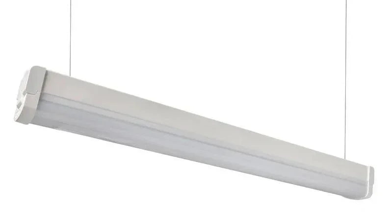 Modern white LED linear pendant light for commercial or industrial use
