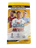 Topps Match Attax 2024/25 promotional pack with 5 cards including 1 limited edition, featuring UEFA Champions League