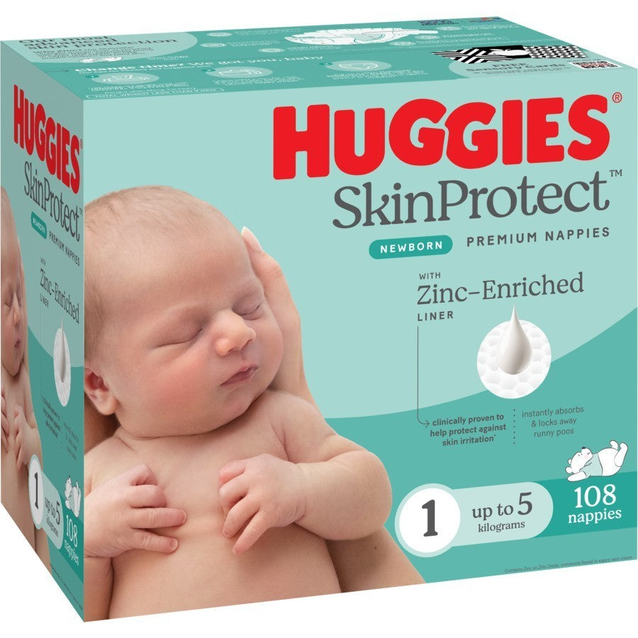 Huggies Skin Protect Newborn Nappies Size 1 | 108 Pack