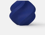 Blue geometric sculpture with smooth curves and modern design