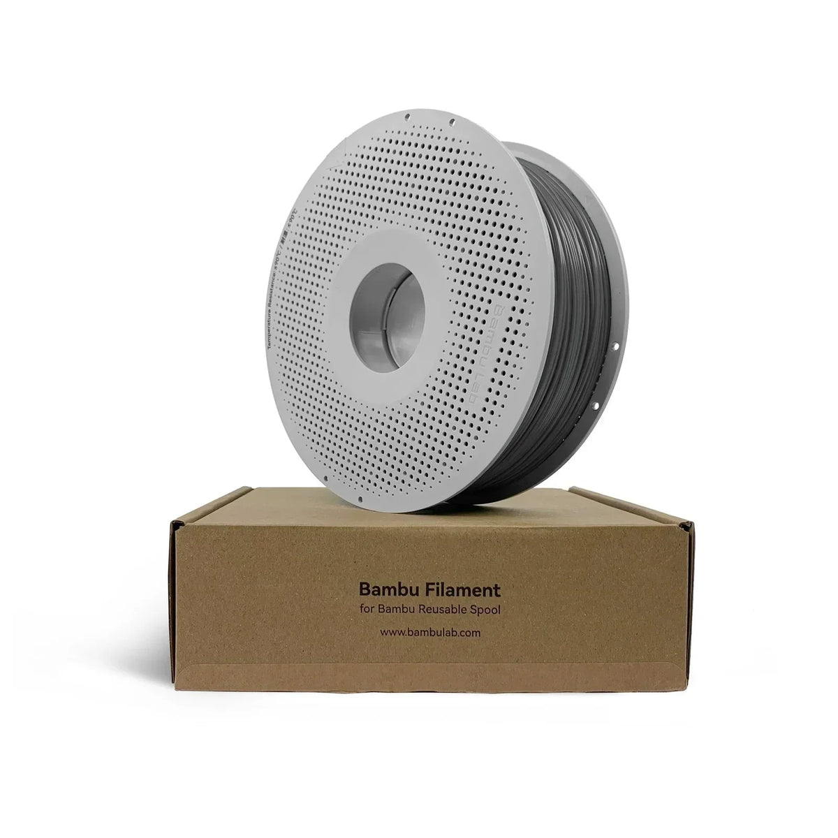 Bambu Filament spool for 3D printing on reusable spool box