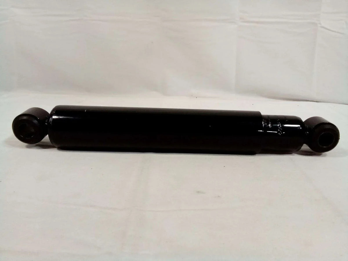 Black hydraulic cylinder for tractor or heavy equipment parts, durable industrial component