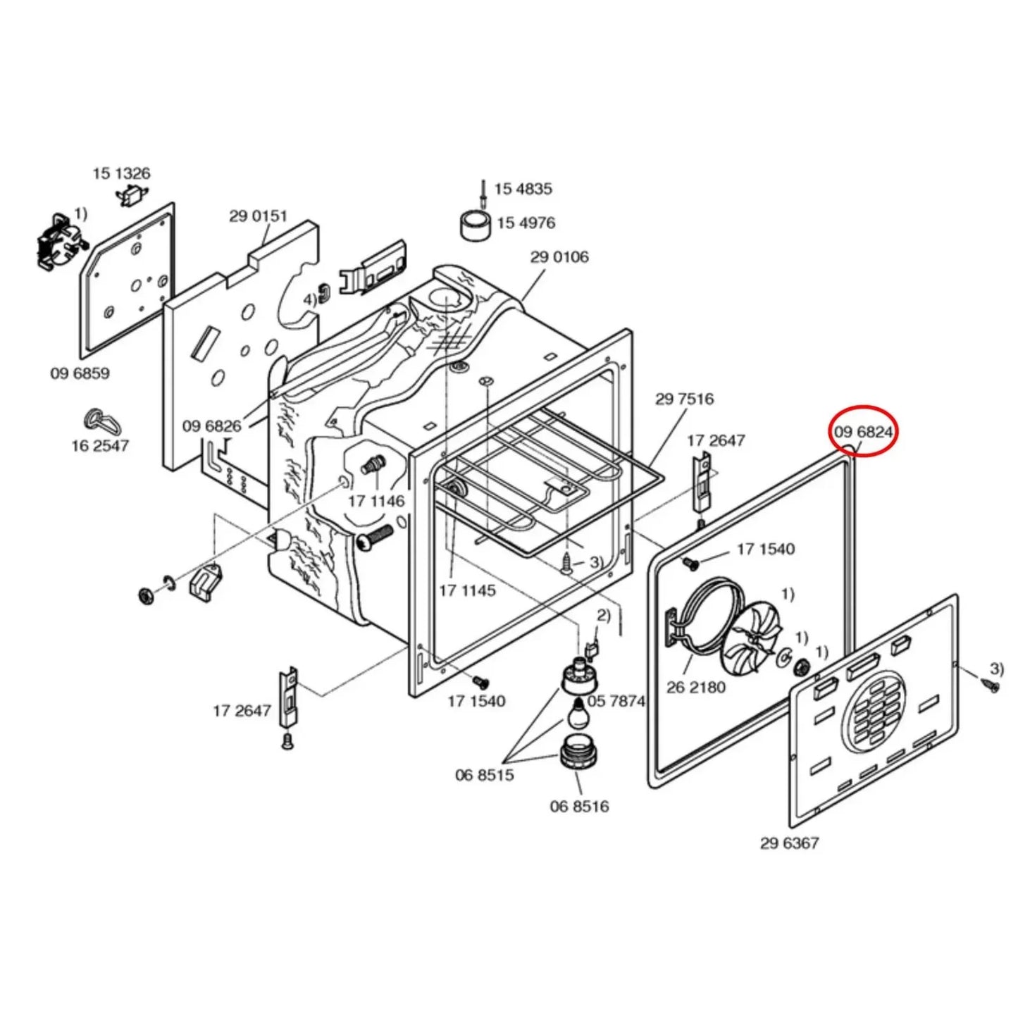 00096824 Bosch Oven Door Seal from model HBN3200GB/01