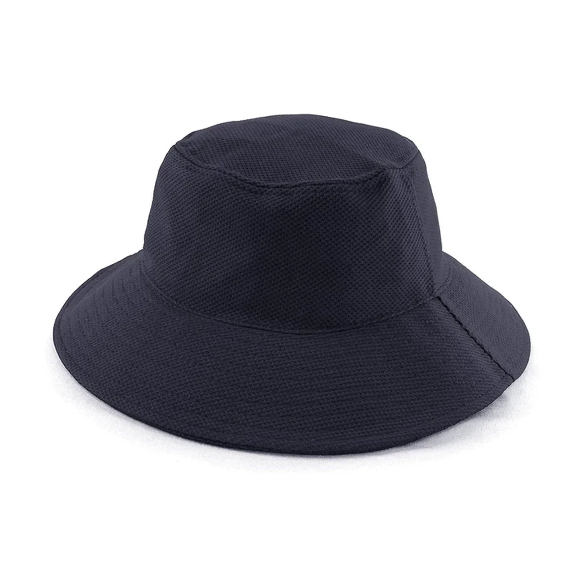 Black bucket hat for outdoor workwear, durable fabric, wide brim sun protection
